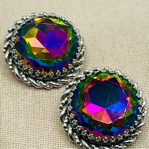 Vintage 1950’s Elsa Schiaparelli Faux Watermelon Tourmaline Clip Earring…